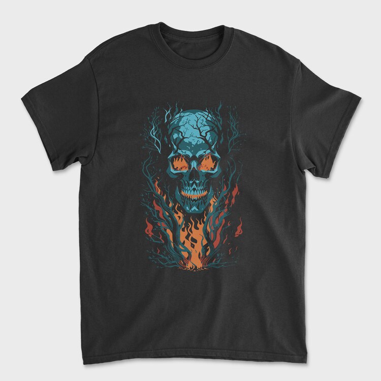 Skull Flames, Tricou Barbati (Unisex)