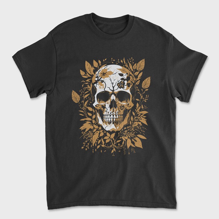 Skull Gold Leaves, Tricou Barbati (Unisex)