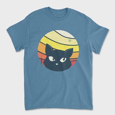 Black Cat Sunset Retro, Tricou Barbati (Unisex)