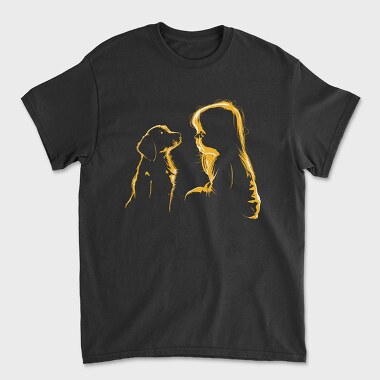 Girl Dog Silhouette, Tricou Barbati (Unisex)