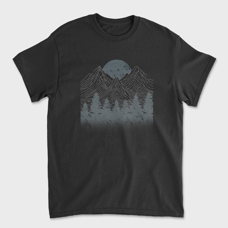 Lineal Mountains Pine Trees, Tricou Barbati (Unisex)