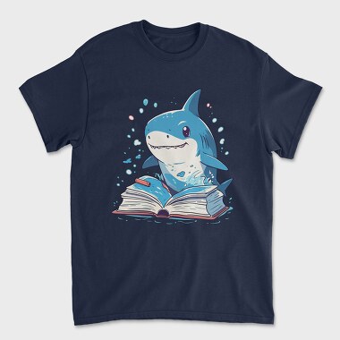 Cute Shark Reading, Tricou Barbati (Unisex)