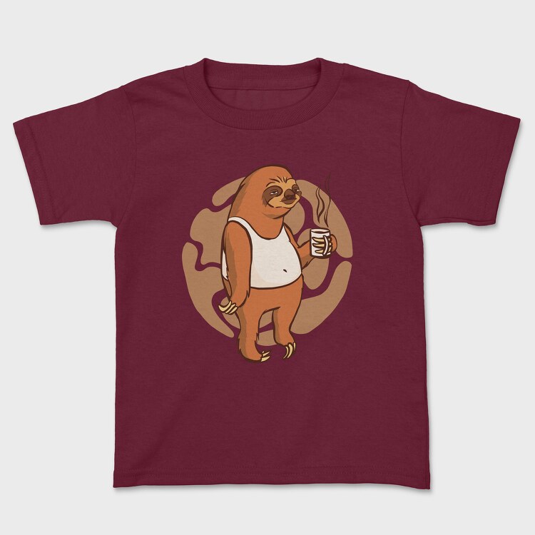 Sloth With Coffee Mug, Tricou Copii