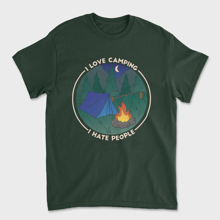 Love Camping Hate People, Tricou Barbati (Unisex)