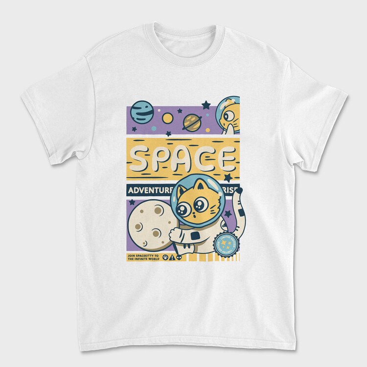 Space Adventure Cat, Tricou Barbati (Unisex)