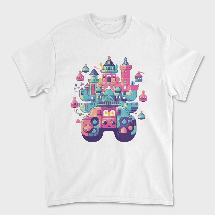 Castle Made Up With Gaming Controllers, Tricou Barbati (Unisex)