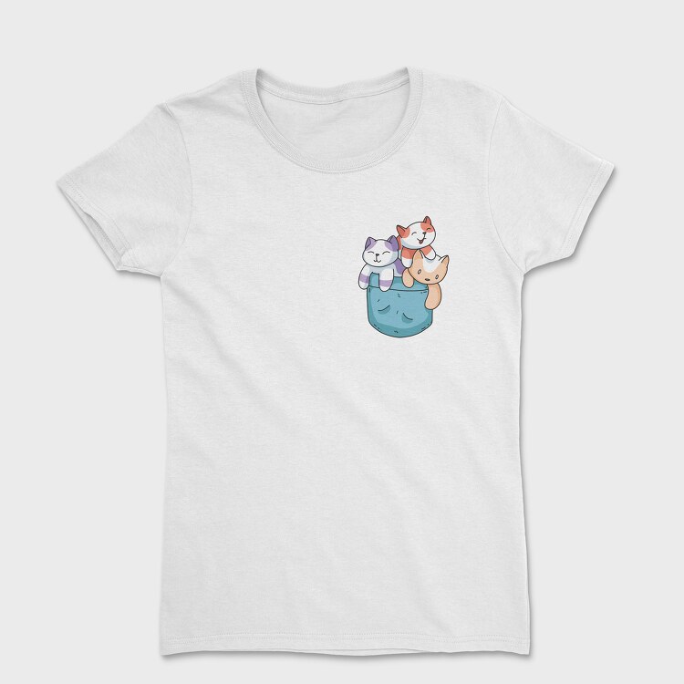 Colored Cats Pocket, Tricou Femei