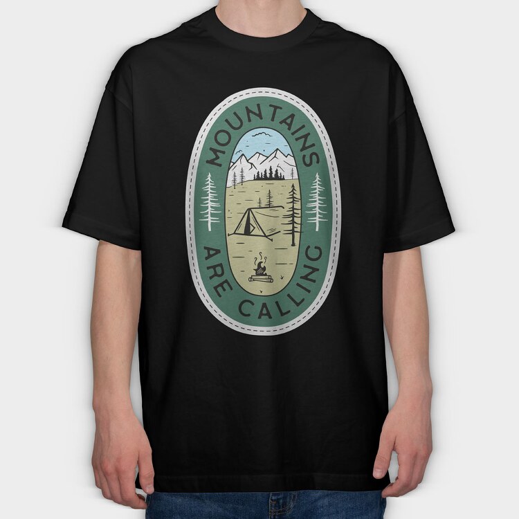 Mountains Are Calling Camp, Tricou Oversize Barbati (Unisex)
