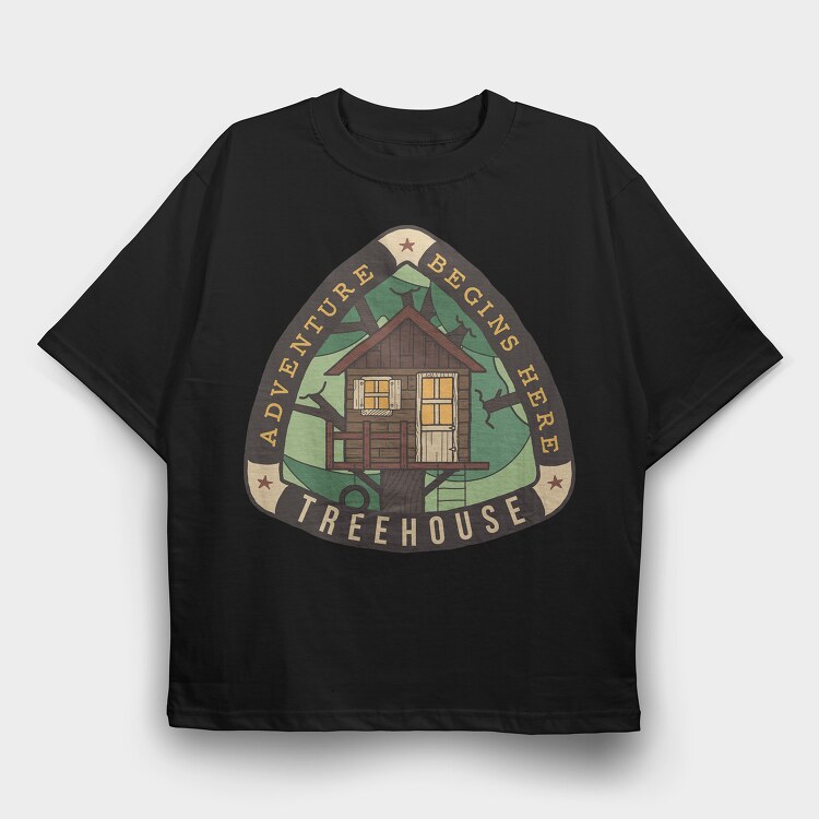 Treehouse Adventure Begins Here, Tricou Oversize Barbati (Unisex)