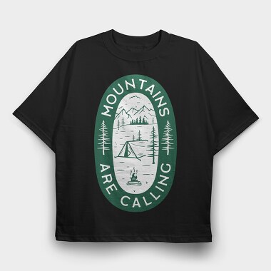 Mountains Are Calling Green, Tricou Oversize Barbati (Unisex)