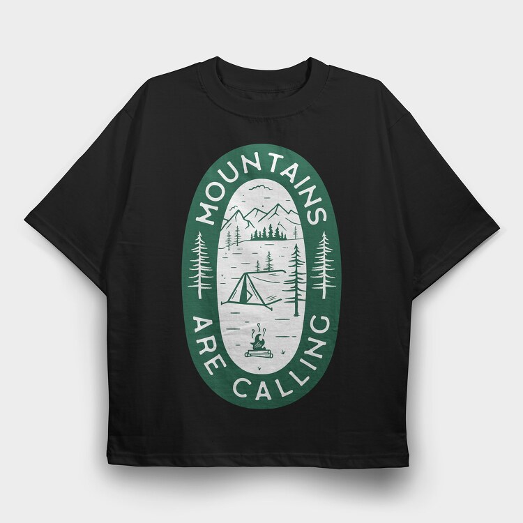 Mountains Are Calling Green, Tricou Oversize Barbati (Unisex)