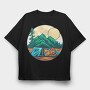 Camping Illustration 9, Tricou Oversize Barbati (Unisex)