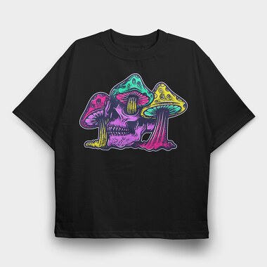 Skull and Smurf Rough Texture Illustrations, Tricou Oversize Barbati (Unisex)