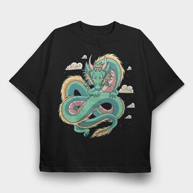 Vintage Dragon, Tricou Oversize Barbati (Unisex)