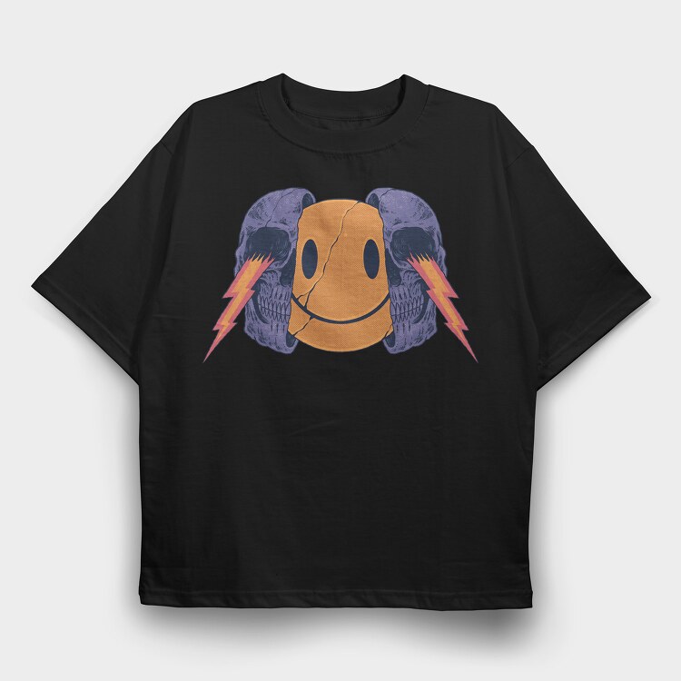 Smiley Skull, Tricou Oversize Barbati (Unisex)
