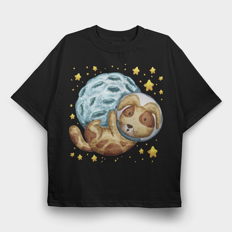 Moon Dog, Tricou Oversize Barbati (Unisex)