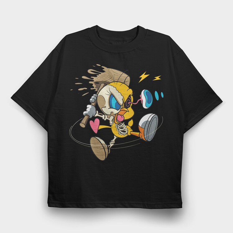 Crazy Tweety, Tricou Oversize Barbati (Unisex)