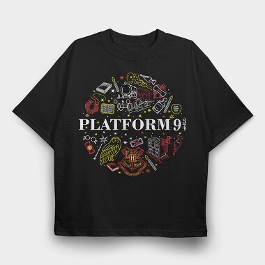 Platform 9 Harry Potter, Tricou Oversize Barbati (Unisex)