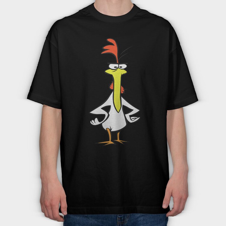 Cartoon Retro Cow and Chicken 6, Tricou Oversize Barbati (Unisex)