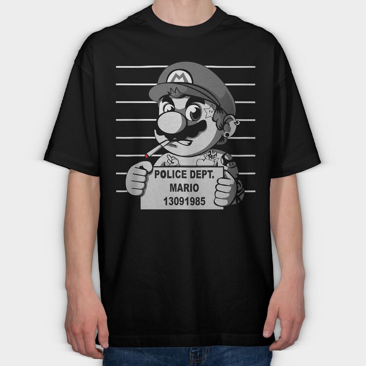 Police Dept Mario Bros, Tricou Oversize Barbati (Unisex)