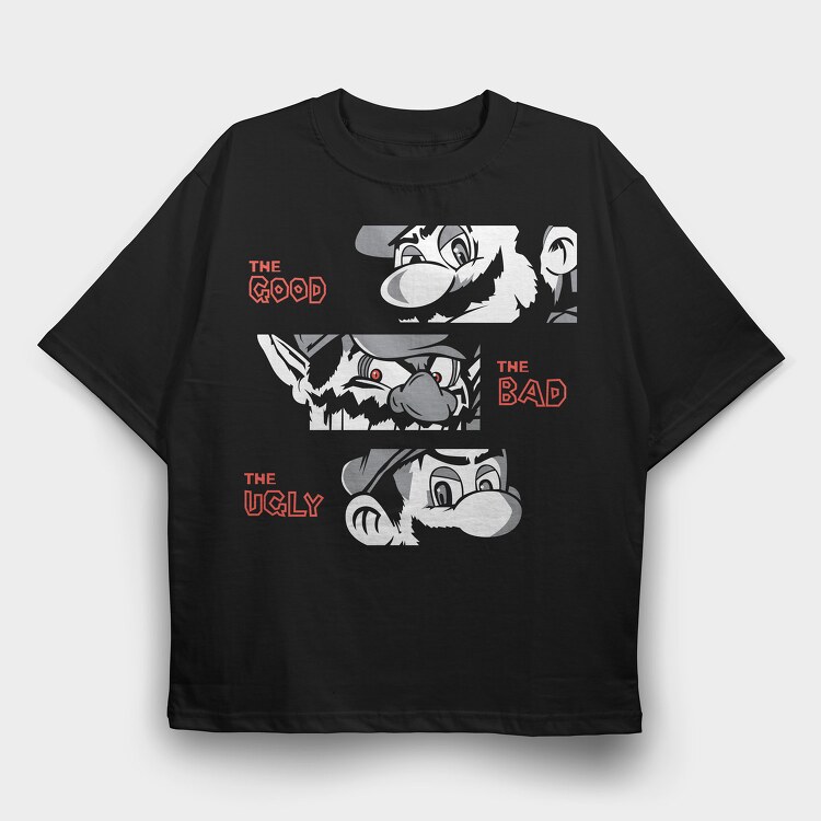 The Good the Bad the Ugly Mario, Tricou Oversize Barbati (Unisex)