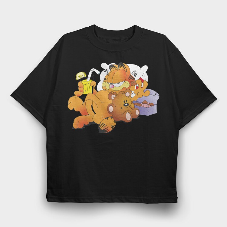 Cartoon Retro Garfield 4, Tricou Oversize Barbati (Unisex)