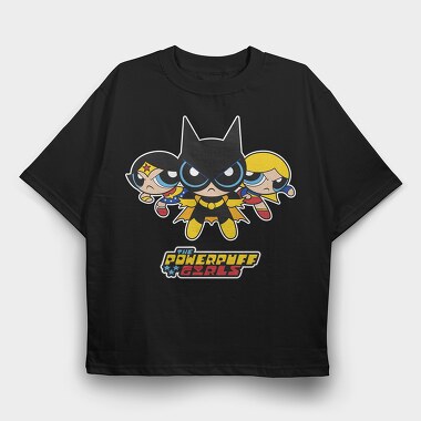 The Powerpuff Girls Wonderwoman Batgirl, Tricou Oversize Barbati (Unisex)