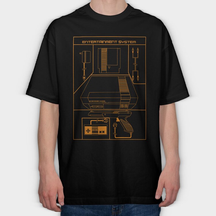 Retro Gaming Entertainment System, Tricou Oversize Barbati (Unisex)