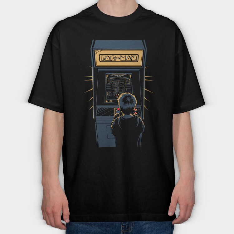 Retro Gaming Pac Man Game, Tricou Oversize Barbati (Unisex)