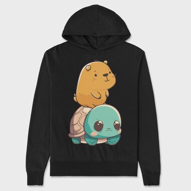 Kawaii Capybara and Turtle, Hanorac Oversize Barbati (Unisex)