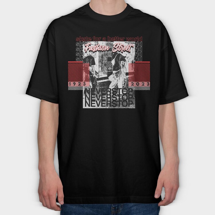 Never Stop 2, Tricou Oversize Barbati (Unisex)