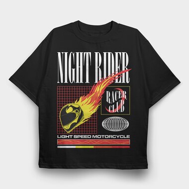 Night Rider 1, Tricou Oversize Barbati (Unisex)
