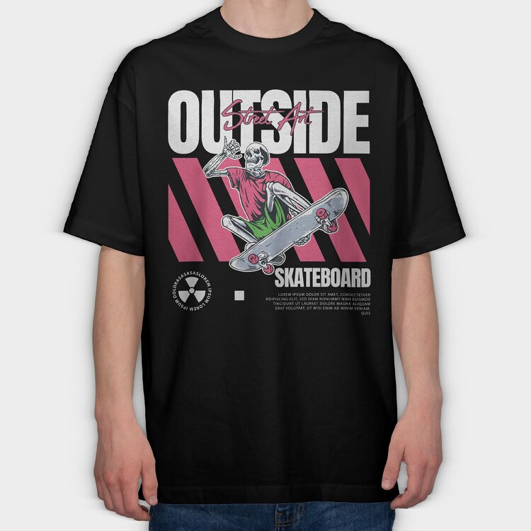 Outside Skateboard 1, Tricou Oversize Barbati (Unisex)