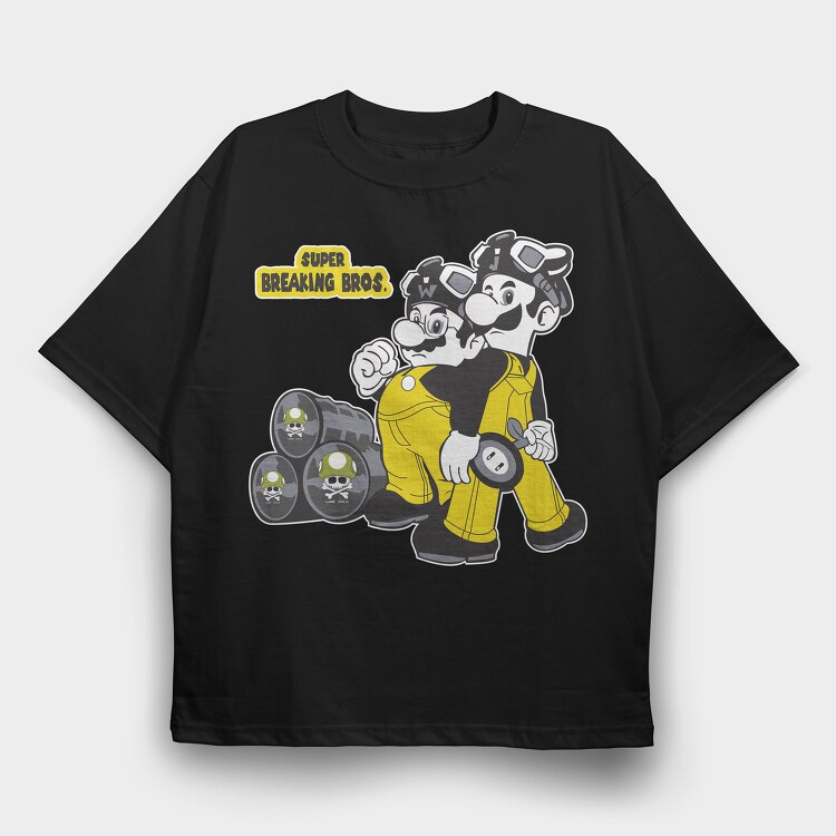 Super Breacking Bros Mario, Tricou Oversize Barbati (Unisex)
