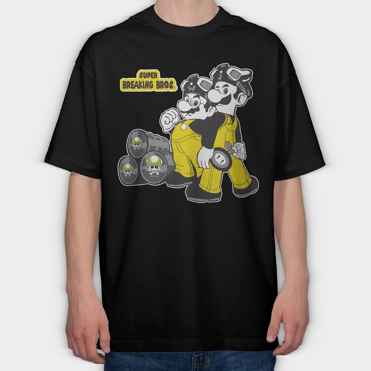 Super Breacking Bros Mario, Tricou Oversize Barbati (Unisex)