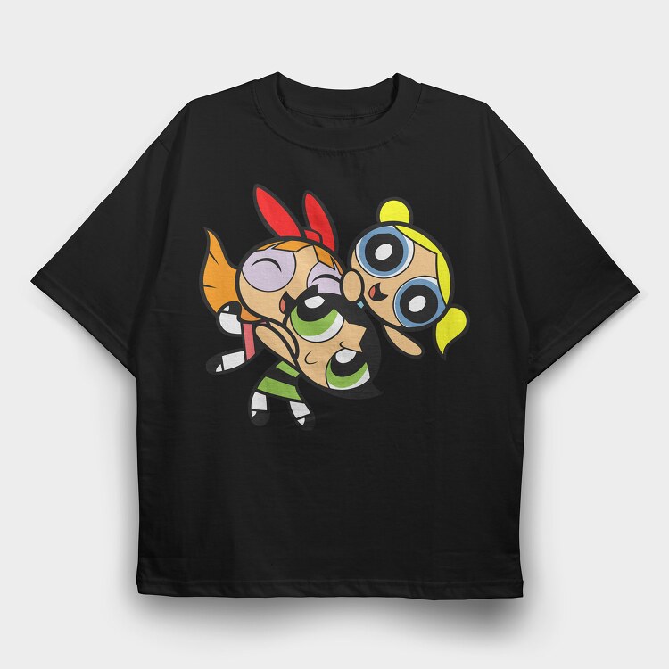 Cartoon Retro the Powerpuff Girls 1, Tricou Oversize Barbati (Unisex)