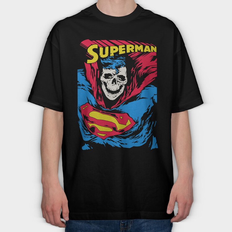 Superman Skull, Tricou Oversize Barbati (Unisex)