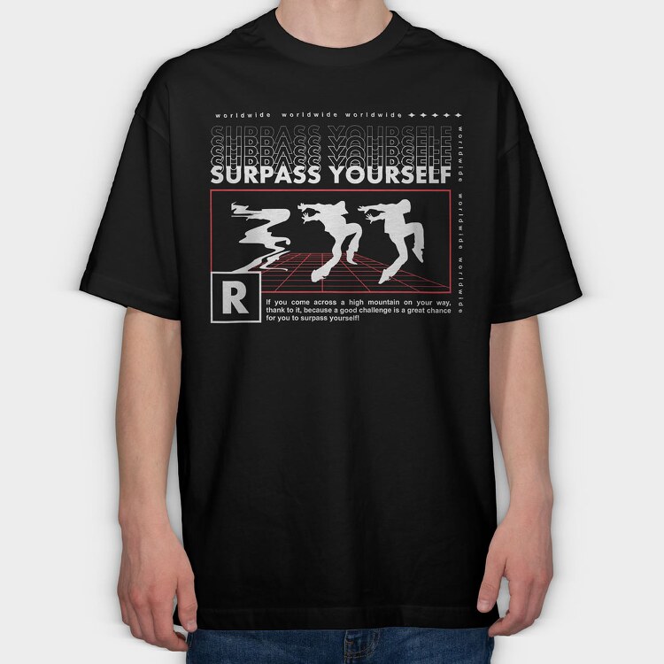Surpass Yourself 2, Tricou Oversize Barbati (Unisex)