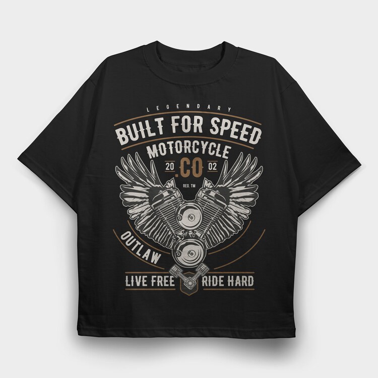 Built For Speed Motorcycle, Tricou Oversize Barbati (Unisex)
