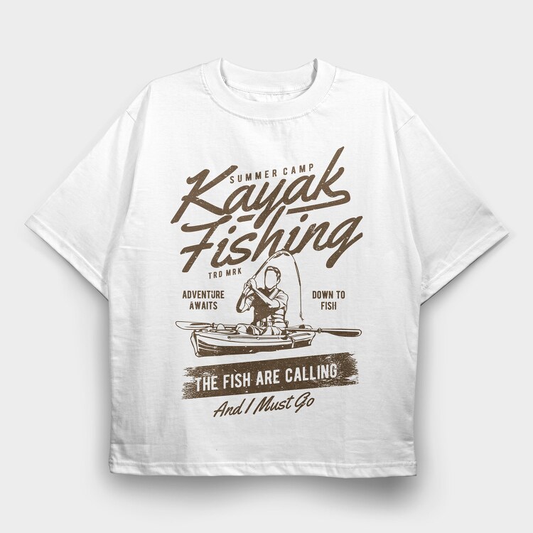 Kayak Fishing, Tricou Oversize Barbati (Unisex)