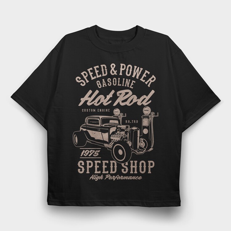 Speed & Power Hotrod, Tricou Oversize Barbati (Unisex)