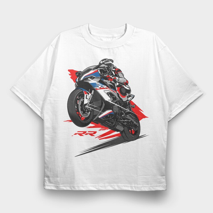 BMW S1000RR Wheelie, Tricou Oversize Barbati (Unisex)