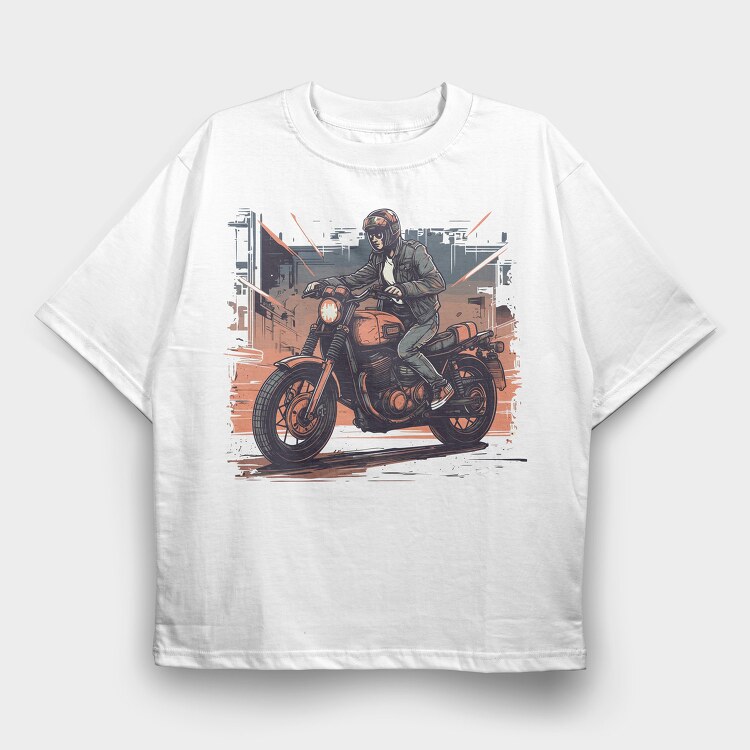Comic Rider Motorcycle, Tricou Oversize Barbati (Unisex)