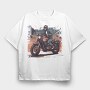 Comic Rider Motorcycle, Tricou Oversize Barbati (Unisex)