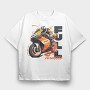 Racing Motorcycle With Rider Full Throttle, Tricou Oversize Barbati (Unisex)