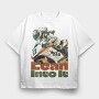 Tilted Competition Motorcycle With Rider Lean Into It, Tricou Oversize Barbati (Unisex)
