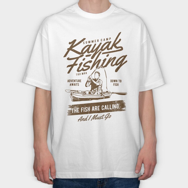 Kayak Fishing, Tricou Oversize Barbati (Unisex)
