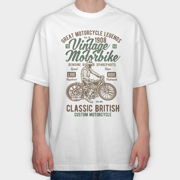 Vintage Motorbike, Tricou Oversize Barbati (Unisex)