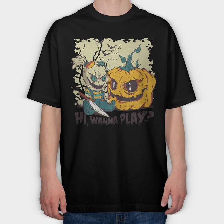 Wanna Play Halloween, Tricou Oversize Barbati (Unisex)