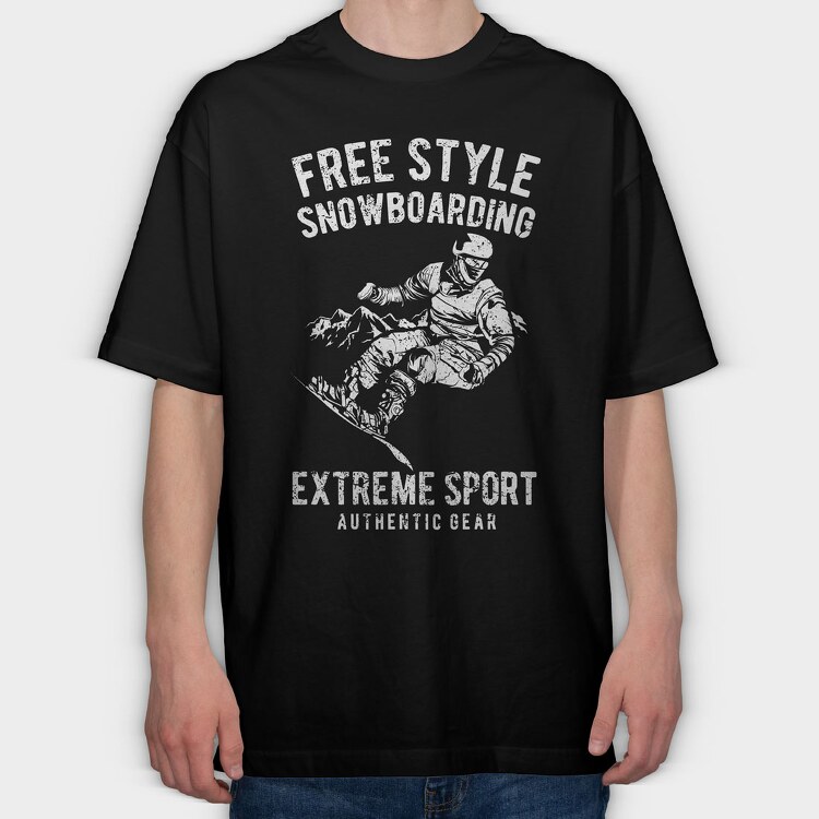 Free Style Snowboarding, Tricou Oversize Barbati (Unisex)